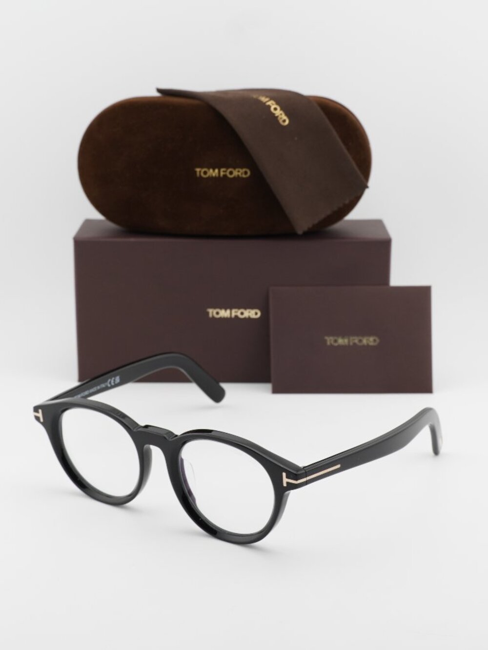 Tom Ford FT5931-D-B 001 Round Eyeglasses 49 - Shiny Black
